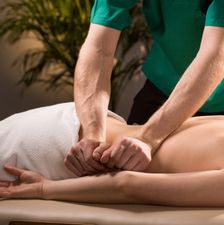 Close-up of physical therapist doing medical massage